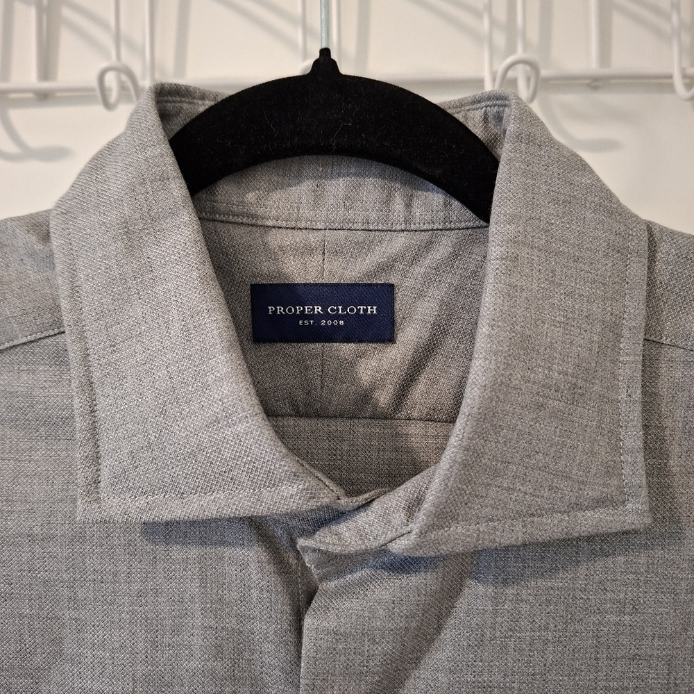 Proper Cloth Men's Gray 100% Cotton Button-Up Dress Shirt (Size ~16.5"/M)